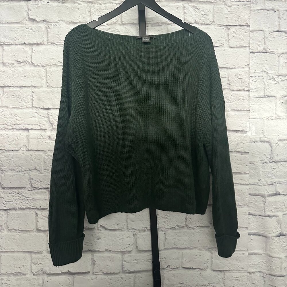 French Connection Army Green Boat Neck Sweater